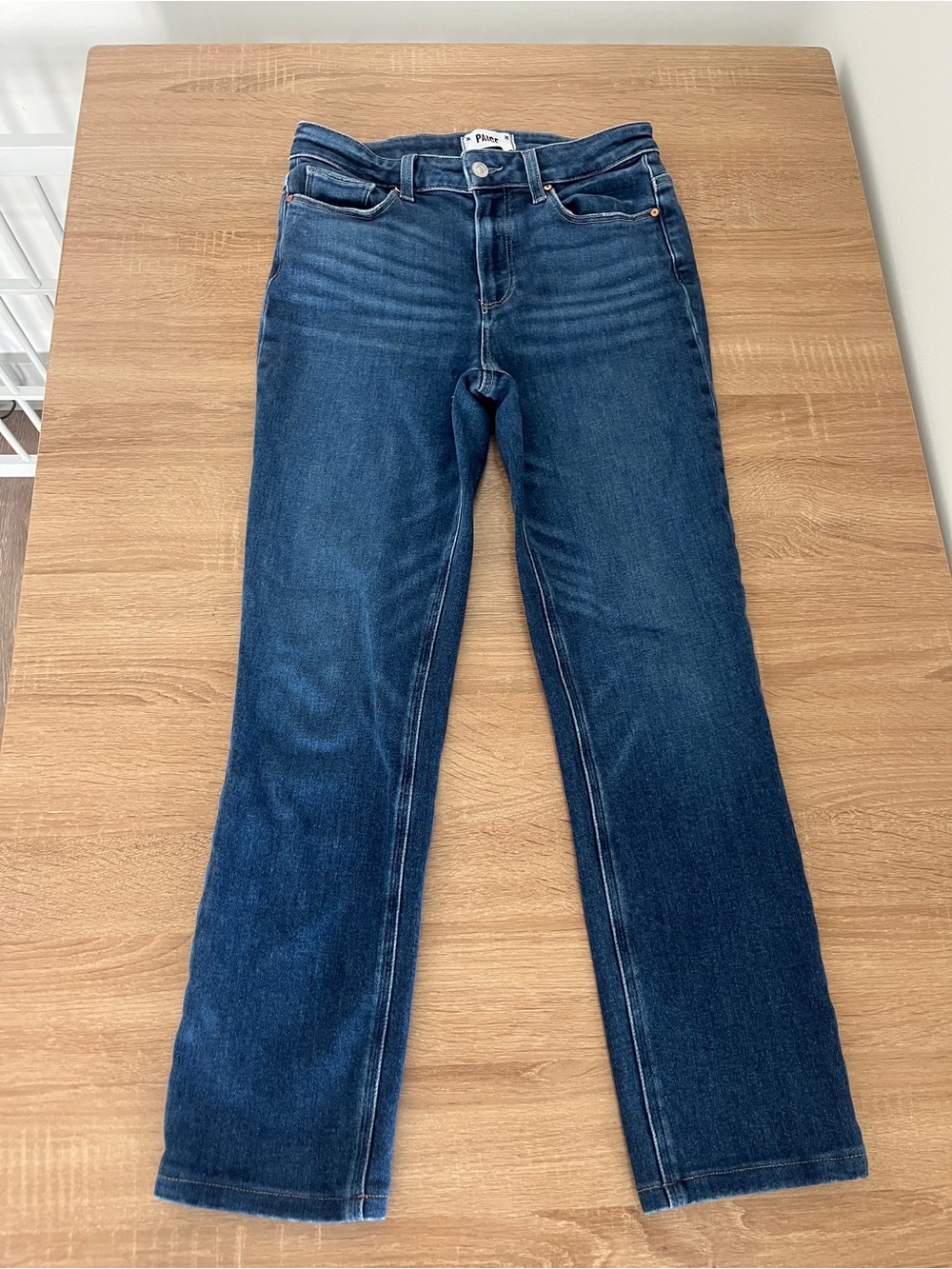 Paige Medium-Dark Wash Cindy High Rise Straight Leg Jean